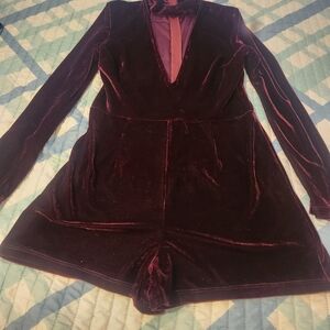 Charlotte Russe Burgundy Velvet Playsuit